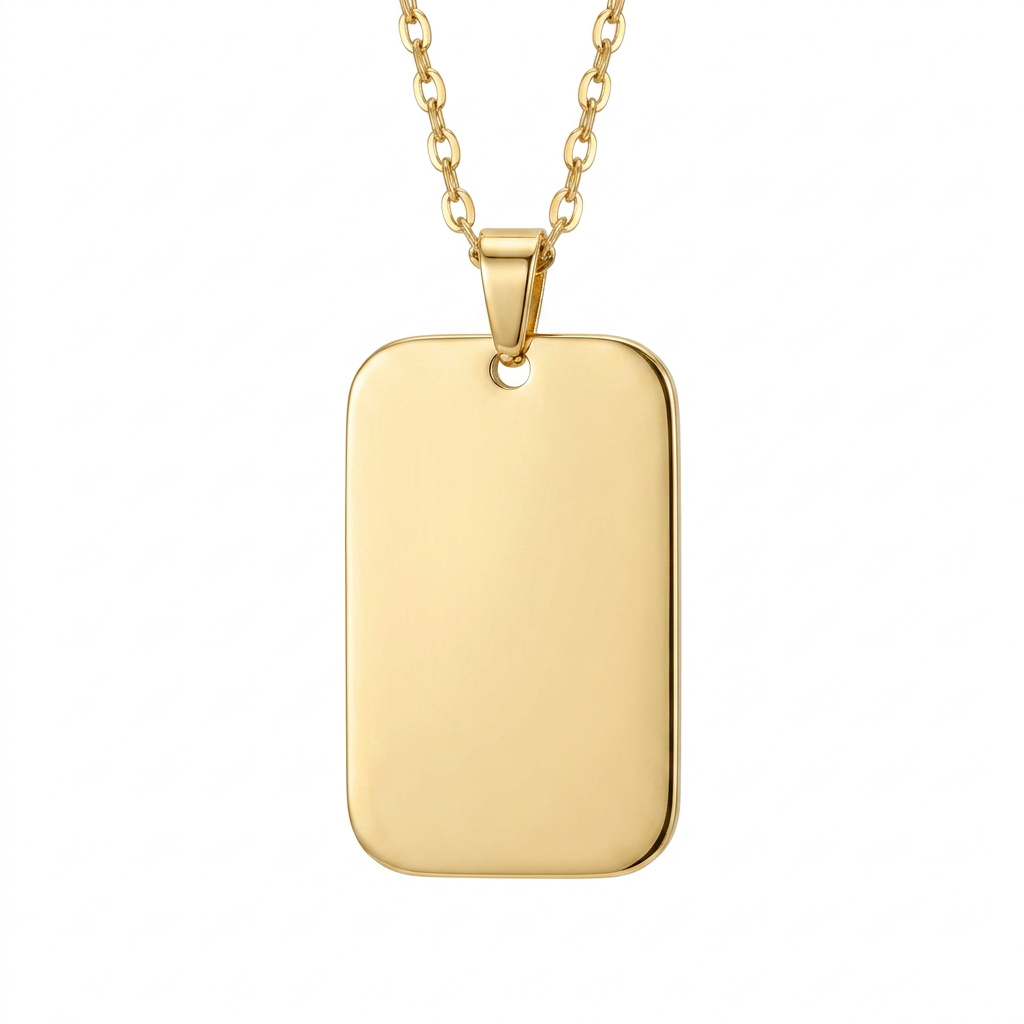 Collier avec Pendentif & Message Gravé · Finition Or